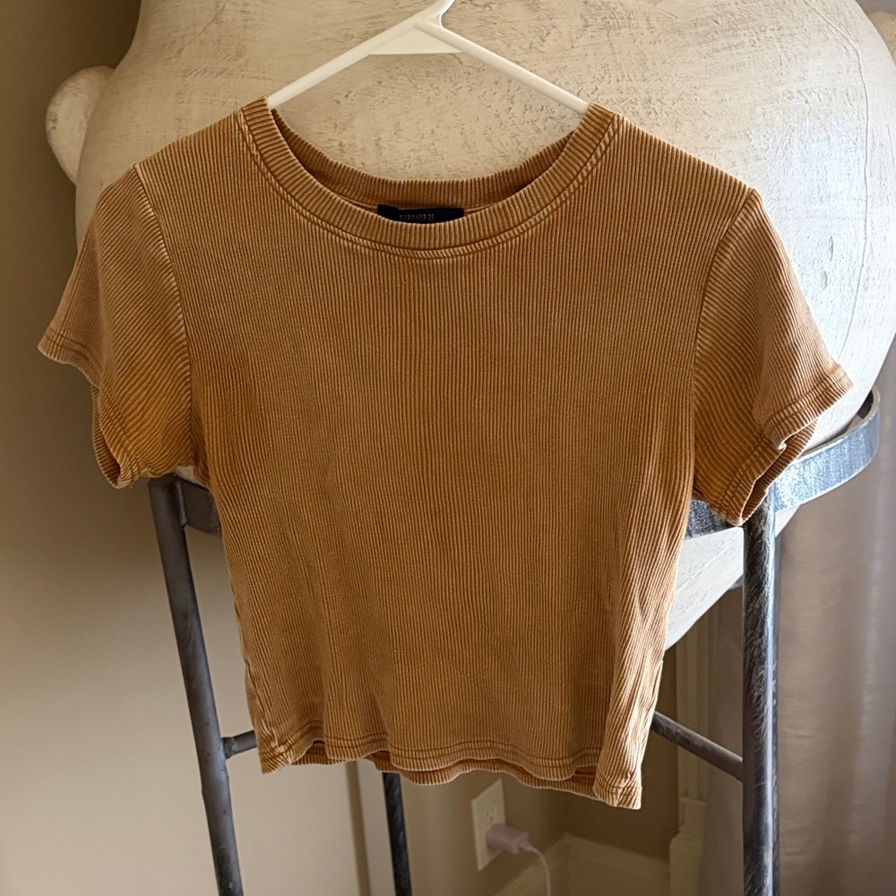 Forever 21 Tan Ribbed Crop Top